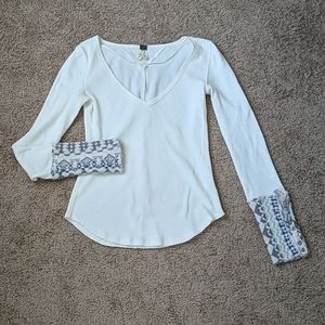 Free people cream v-neck thermal
